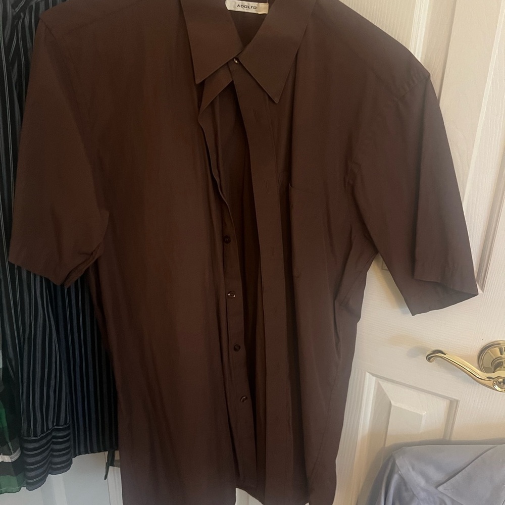 Adolfo Men's Dark Brown Casual Button Down Shirt